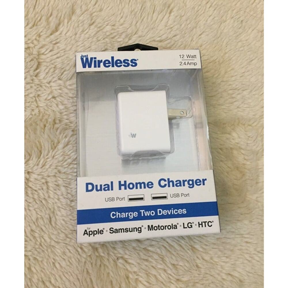 Just Wireless 2.4A/12W 2-Port USB-A Home Charger - White